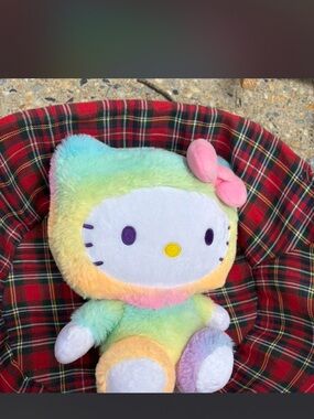 Hello Kitty Rainbow Pastel Plush with Pink Bow